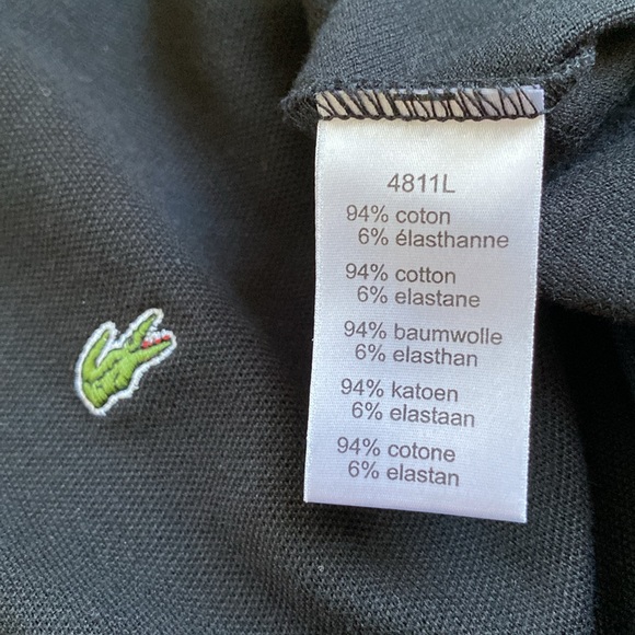 Lacoste Black Long Sleeve Slim Fit Pique Polo - Large - Picture 7 of 8